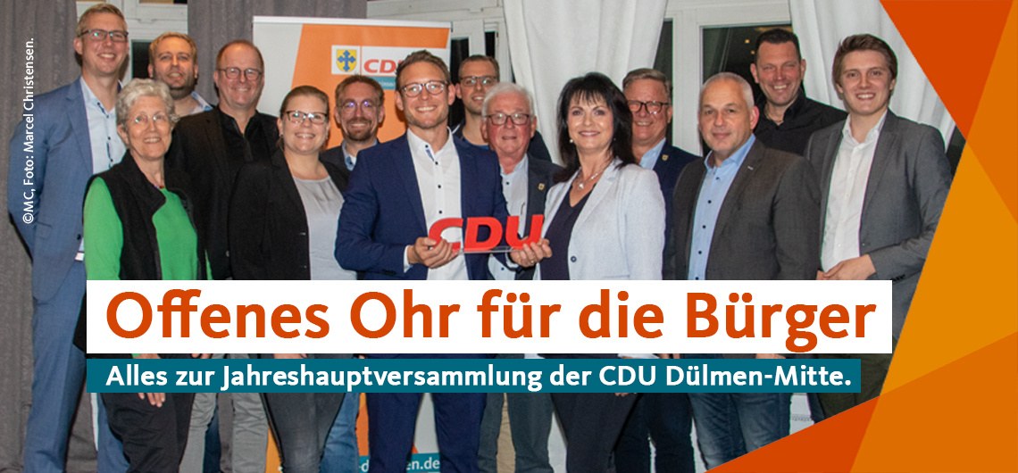 Der neue Vorstand der CDU Dülmen-Mitte um Stephan Dweir mit Bürgermeister Carsten Hövekamp und CDU-Fraktionsvorsitzendem Willi Wessels.