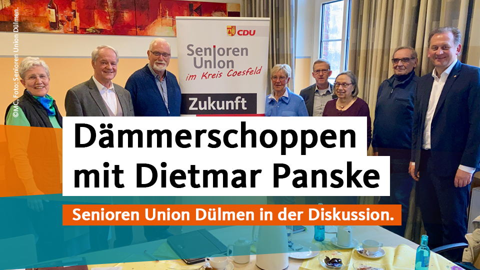 Der Vorstand der Senioren Union Dülmen mit Dietmar Panske MdL (r.) und Honorarkonsul Werner Jostmeier (2. v. l.).