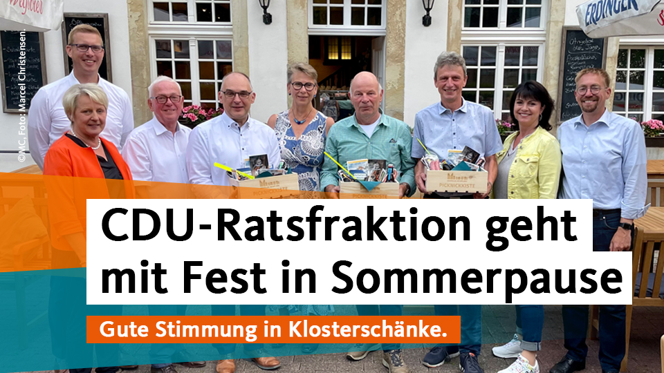 Die CDU-Fraktion ehrte beim Sommerfest die nach der Kommunalwahl ausgeschiedenen Mitglieder.